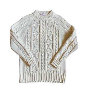 Flair Fashion Vintage Cream Fisherman Cable Knit Sweater Large